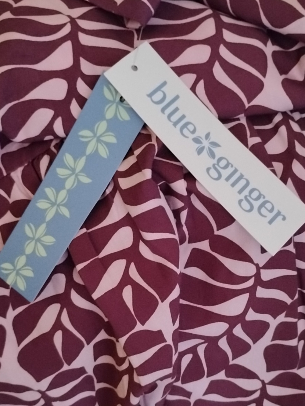 Hawaiian Leaf-Print Relaxed Maxi Dress in Mauve and Dusty Rose Blue Ginger - Picture 10 of 14